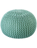 Pouf extérieur imperméable Tricot Rond 55 cm en Plastique recyclé Vert menthe Lulu
