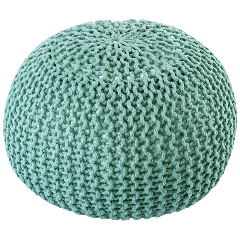 Pouf extérieur imperméable Tricot Rond 55 cm en Plastique recyclé Vert menthe Lulu - 2