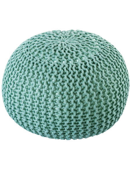 Pouf extérieur imperméable Tricot Rond 55 cm en Plastique recyclé Vert menthe Lulu - 2