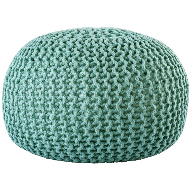 Pouf extérieur imperméable Tricot Rond 55 cm en Plastique recyclé Vert menthe Lulu - 3