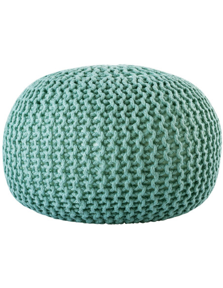 Pouf extérieur imperméable Tricot Rond 55 cm en Plastique recyclé Vert menthe Lulu - 3