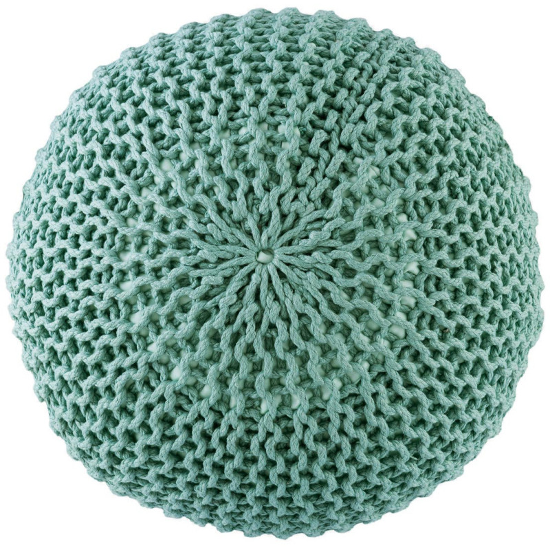 Pouf extérieur imperméable Tricot Rond 55 cm en Plastique recyclé Vert menthe Lulu - 4