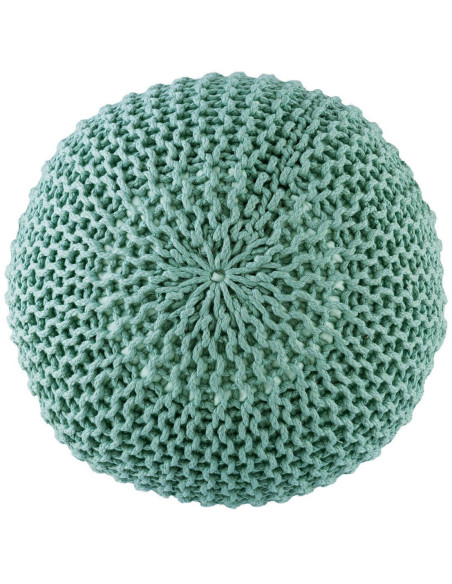 Pouf extérieur imperméable Tricot Rond 55 cm en Plastique recyclé Vert menthe Lulu - 4