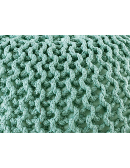 Pouf extérieur imperméable Tricot Rond 55 cm en Plastique recyclé Vert menthe Lulu - 5