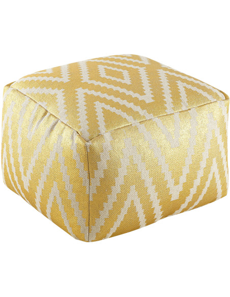 Pouf Carré 55 cm en Coton Argenté Motif zigzag Kilim - 1
