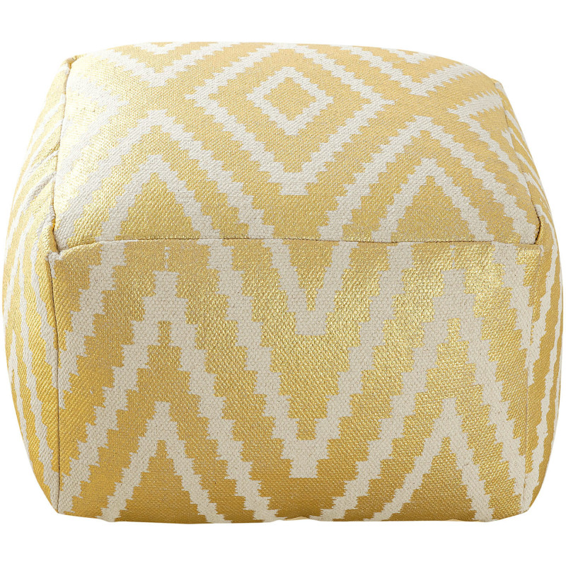 Pouf Carré 55 cm en Coton Argenté Motif zigzag Kilim - 3