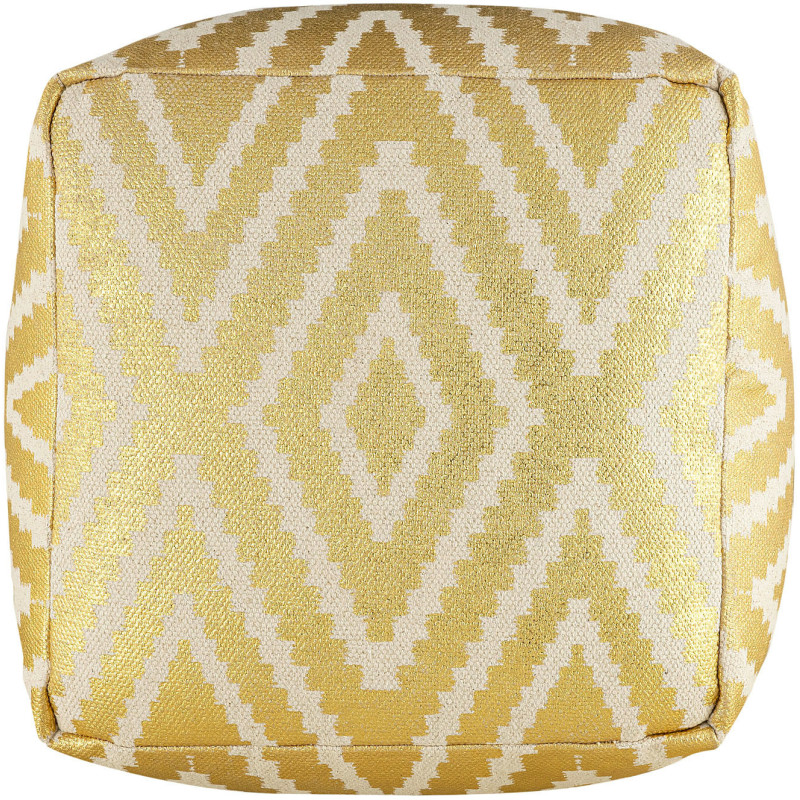 Pouf Carré 55 cm en Coton Argenté Motif zigzag Kilim - 4