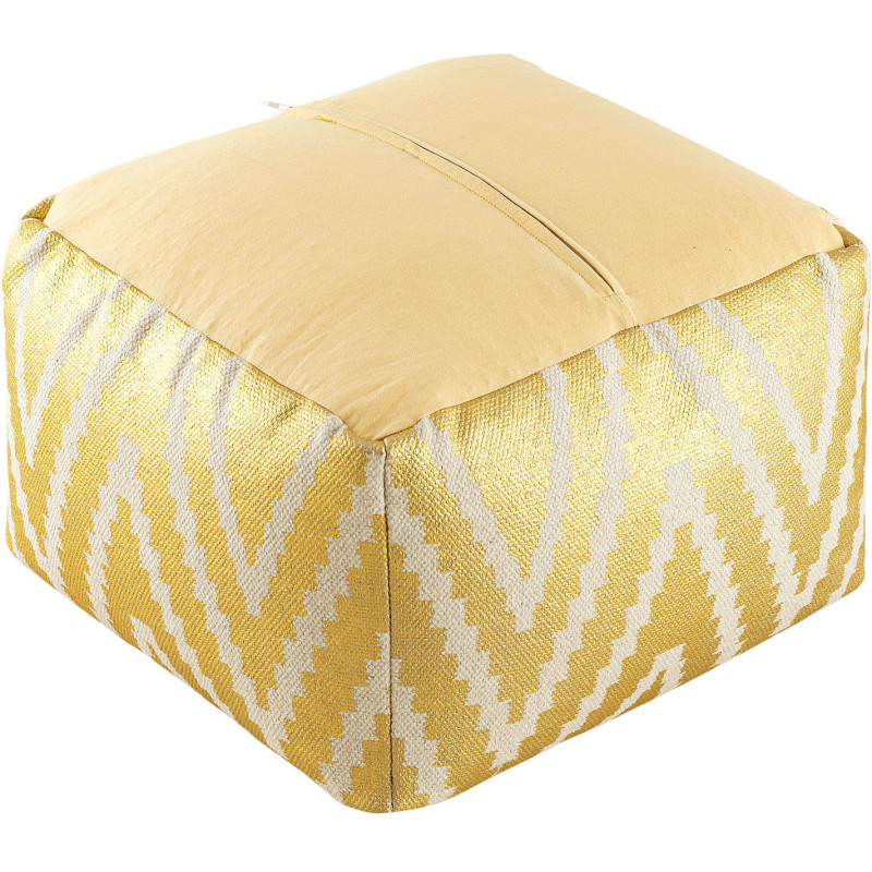 Pouf Carré 55 cm en Coton Argenté Motif zigzag Kilim - 5