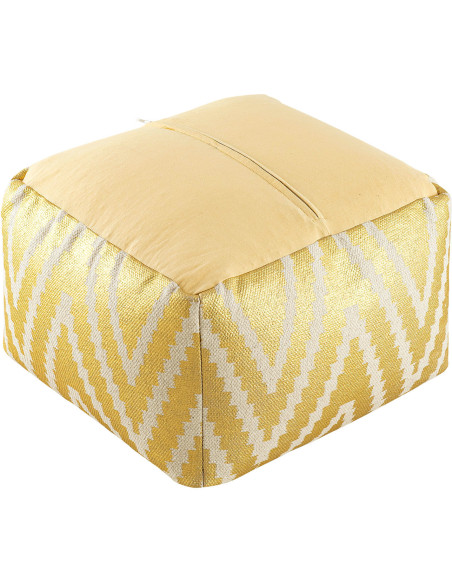 Pouf Carré 55 cm en Coton Argenté Motif zigzag Kilim - 5