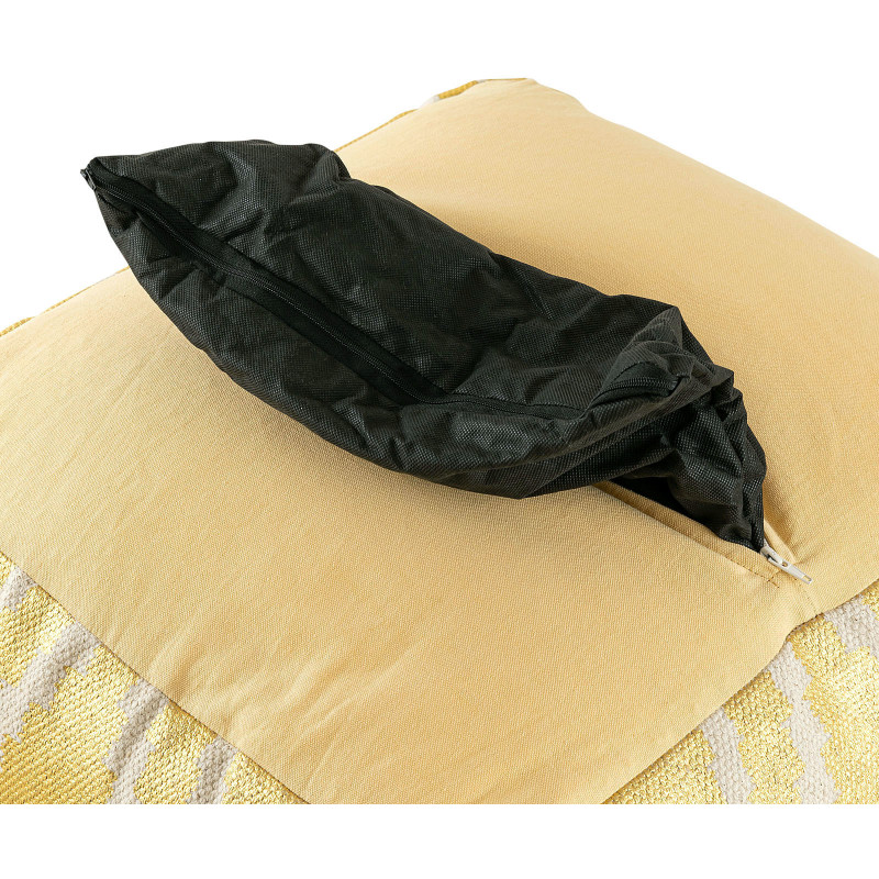 Pouf Carré 55 cm en Coton Argenté Motif zigzag Kilim - 7