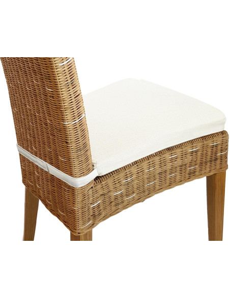 Chaise en Rotin Naturel Bois de pin massif Lin avec coussin Cardine - 8