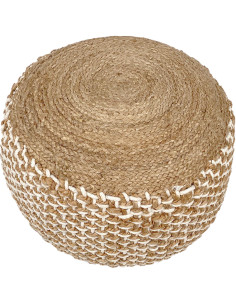 Pouf Rond 50 cm en Jute Naturel Corde Bicolore Motif tressé Brogan - 2