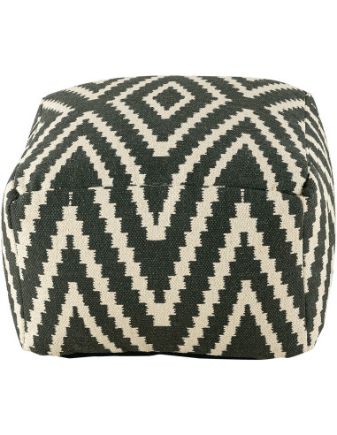 Pouf Carré 55 cm en Coton Noir Motif zigzag Kilim - 2