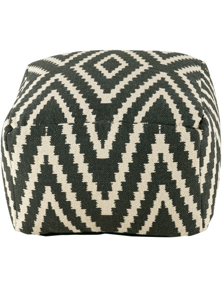 Pouf Carré 55 cm en Coton Noir Motif zigzag Kilim - 2