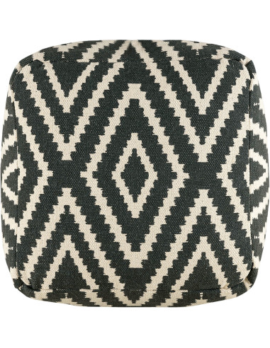 Pouf Carré 55 cm en Coton Noir Motif zigzag Kilim - 3