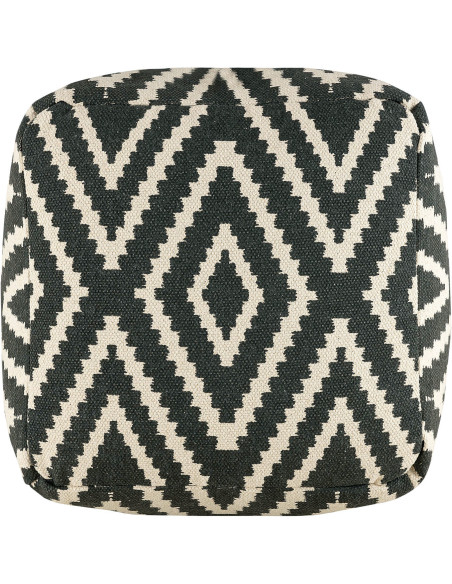 Pouf Carré 55 cm en Coton Noir Motif zigzag Kilim - 3