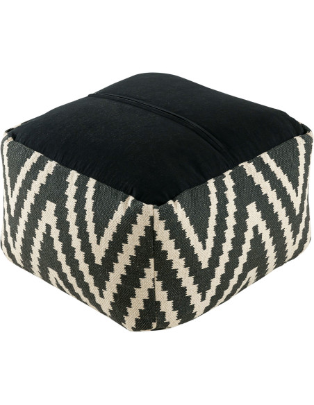 Pouf Carré 55 cm en Coton Noir Motif zigzag Kilim - 4