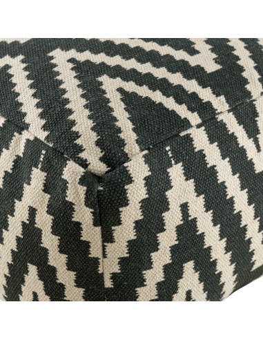 Pouf Carré 55 cm en Coton Noir Motif zigzag Kilim - 5