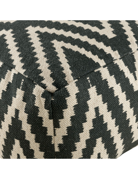 Pouf Carré 55 cm en Coton Noir Motif zigzag Kilim - 5
