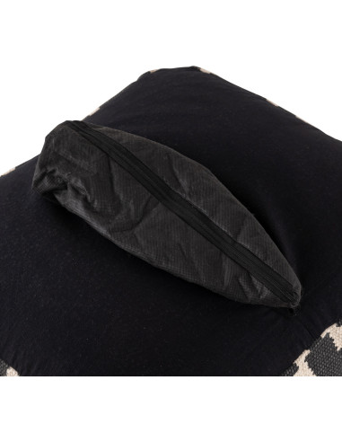 Pouf Carré 55 cm en Coton Noir Motif zigzag Kilim - 6