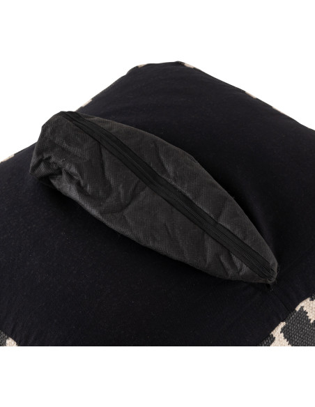 Pouf Carré 55 cm en Coton Noir Motif zigzag Kilim - 6