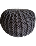 Pouf tricot rond Ø45 cm coton recyclé gris ardoise Lulu