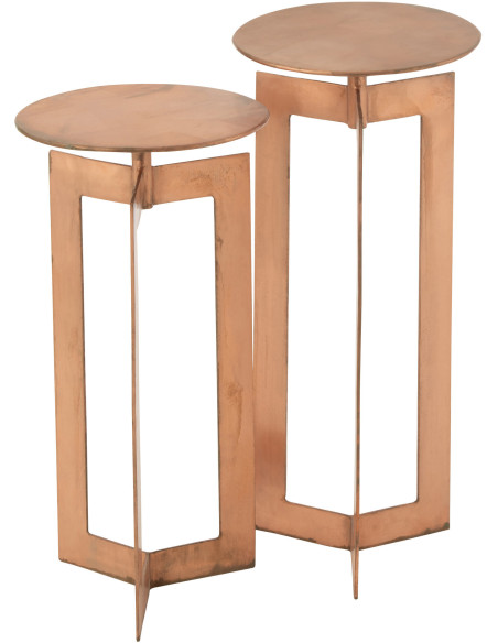 Sellette Haute Gigogne Ronde Zino en Métal Cuivré (Lot de 2) - 1