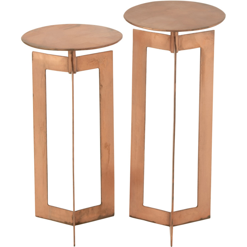 Sellette Haute Gigogne Ronde Zino en Métal Cuivré (Lot de 2) - 4