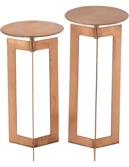 Sellette Haute Gigogne Ronde Zino en Métal Cuivré (Lot de 2) - 4