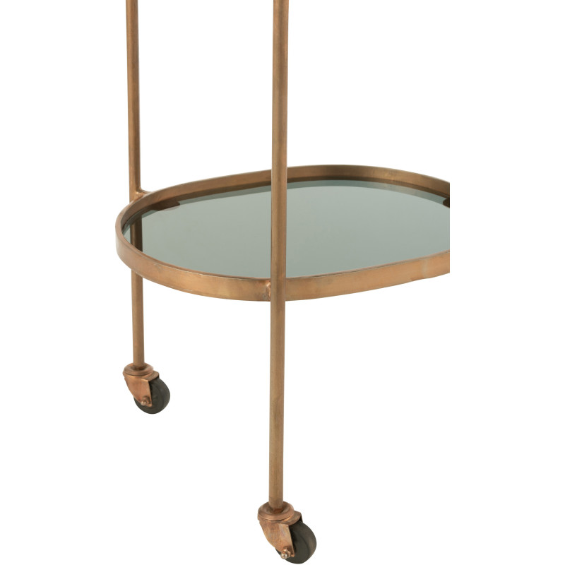 Desserte roulante 2 niveaux en verre et métal bronze - 2