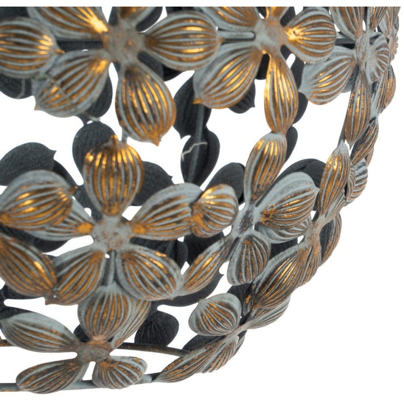 Suspension Boule Diamètre 30 cm en Métal Doré Vieilli Motif fleurs Briney - 5