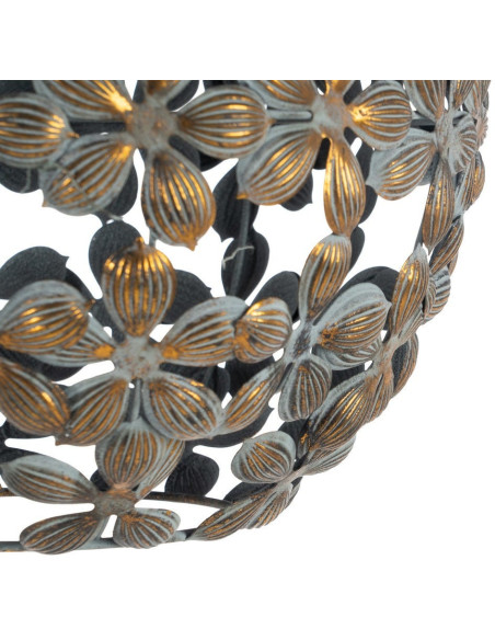 Suspension Boule Diamètre 30 cm en Métal Doré Vieilli Motif fleurs Briney - 5