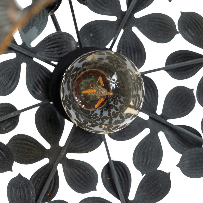Suspension Boule Diamètre 30 cm en Métal Doré Vieilli Motif fleurs Briney - 6