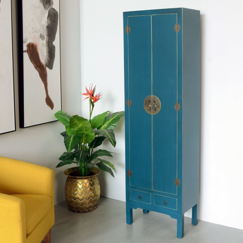 Armoire 2 portes en Bois Bleu Oriente - 2