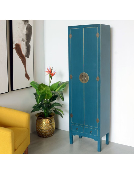 Armoire 2 portes en Bois Bleu Oriente - 2