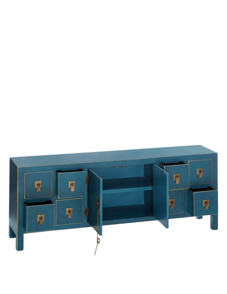 Meuble Tv 2 portes 8 tiroirs en Bois Bleu Oriente - 3