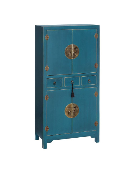 Buffet Haut 4 portes 3 tiroirs en Bois Bleu Oriente - 1