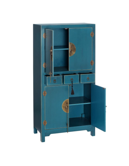 Buffet Haut 4 portes 3 tiroirs en Bois Bleu Oriente - 3