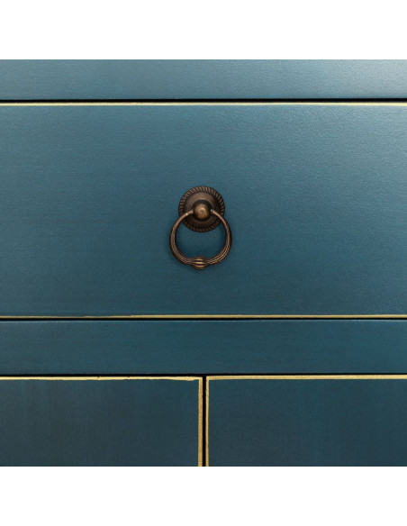 Chevet 2 portes 1 tiroir en Bois Bleu Oriente - 5