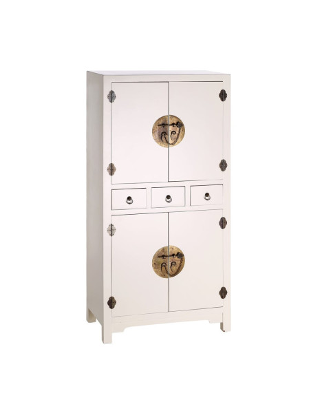 Buffet Haut 4 portes 3 tiroirs en Bois Blanc Oriente - 1