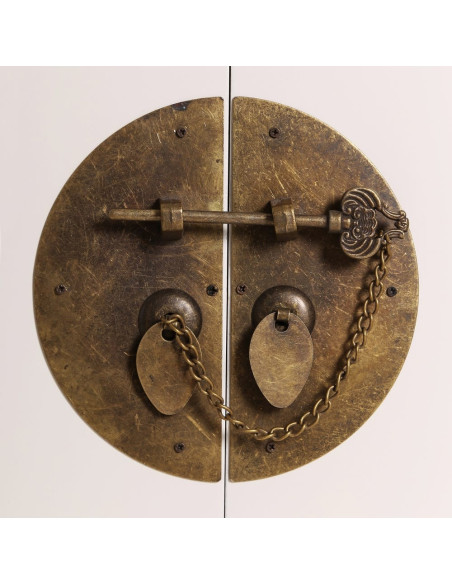 Console Rectangulaire 2 portes 6 tiroirs en Bois Blanc Oriente - 3