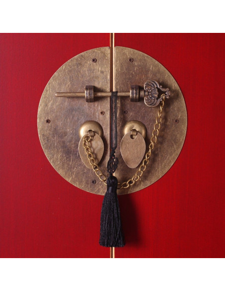 Buffet Haut 4 portes 3 tiroirs en Bois Rouge Oriente - 3