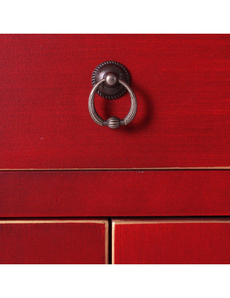 Buffet Haut 4 portes 3 tiroirs en Bois Rouge Oriente - 4