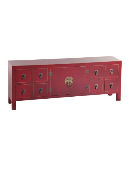 Meuble Tv 2 portes 8 tiroirs en Bois Rouge Oriente - 1