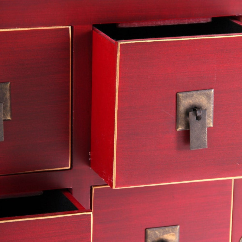 Meuble Tv 2 portes 8 tiroirs en Bois Rouge Oriente - 4