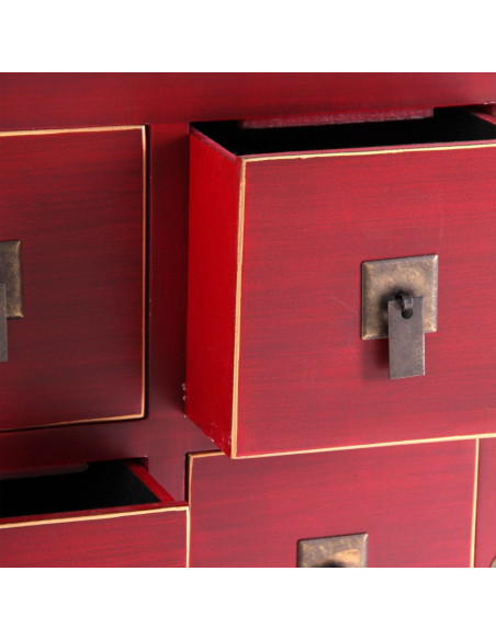 Meuble Tv 2 portes 8 tiroirs en Bois Rouge Oriente - 4