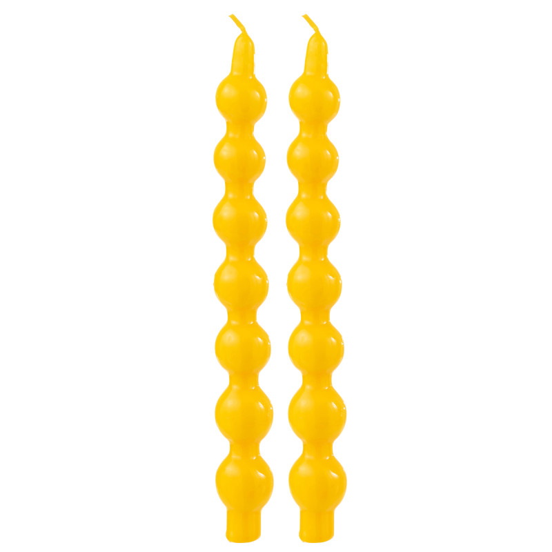 Bougie Calebasse en Cire Jaune 5 heures Hauteur 30 cm Santana (Lot de 2) J-Line - 1