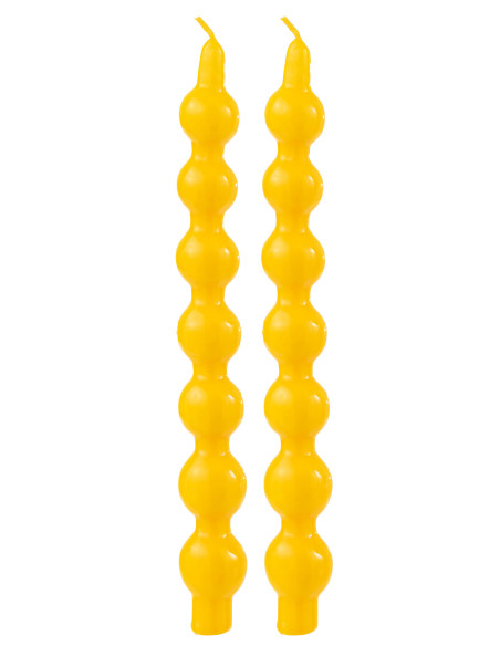 Bougie Calebasse en Cire Jaune 5 heures Hauteur 30 cm Santana (Lot de 2) J-Line - 1