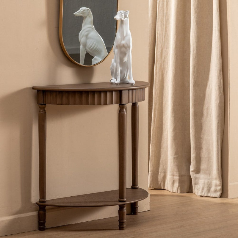 Console Demi-lune 1 étagère en Bois de pin Marron Margy - 2