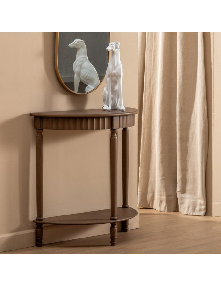Console Demi-lune 1 étagère en Bois de pin Marron Margy - 2